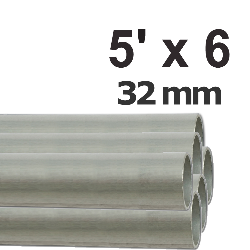 Set of 6 aluminum 32mm - 1.26"x0.060" pipe (5' each) for residential greenhouse  - As seen at l'Académie Potagère