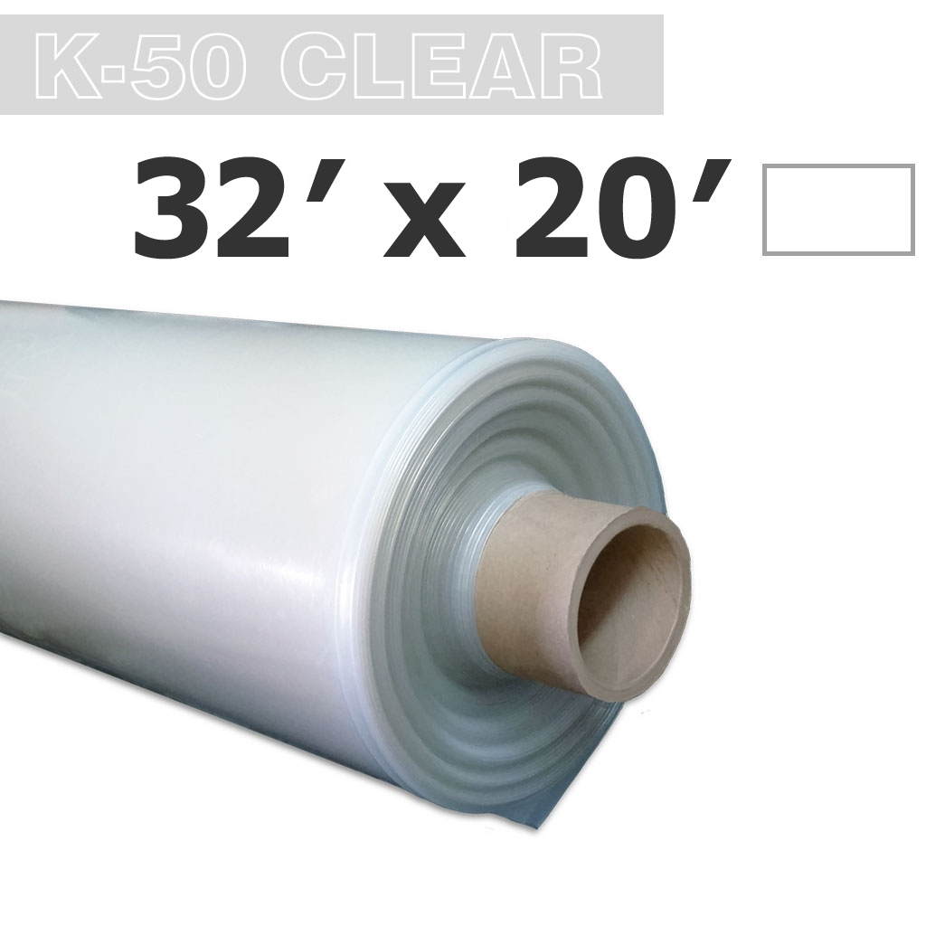 Poly 32' Sheet Clear 6mil K-50 50UV Klerk's *pre-cut* 32' x 20'