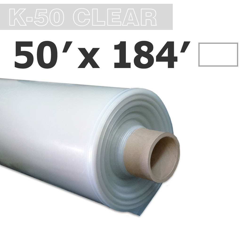 Poly 50' Feuille Clair 6mil K-50 50UV Klerk's *pré-coupé* 50' x 184'