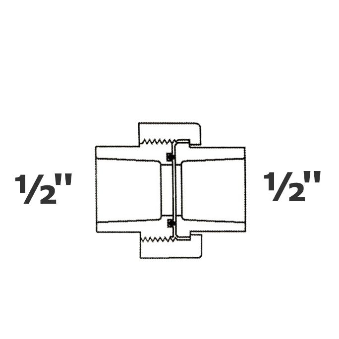 Union grise 1/2 sl x 1/2 sl Joint Buna-N sch 40