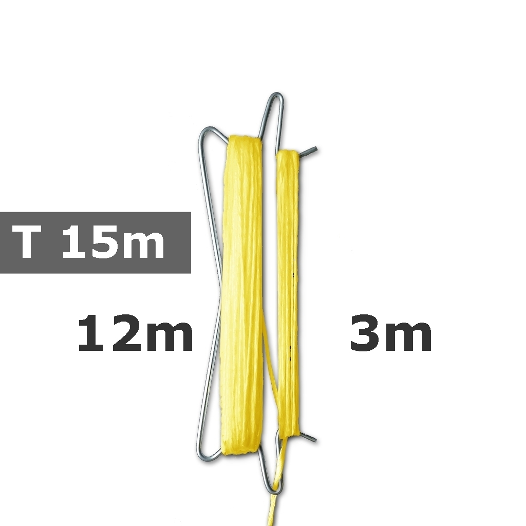 Crochet pré-enr. en INVENTAIRE double 180mm, ficelle jaune, total: 15m, tombée: 3m