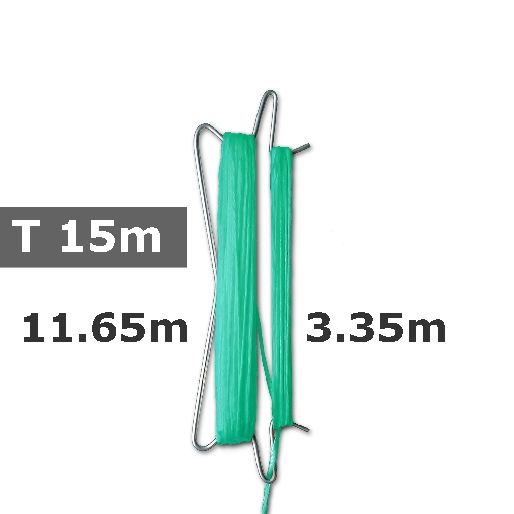 Prewound hook double 180mm IN STOCK, green twine, total: 15m, fall: 3.35m