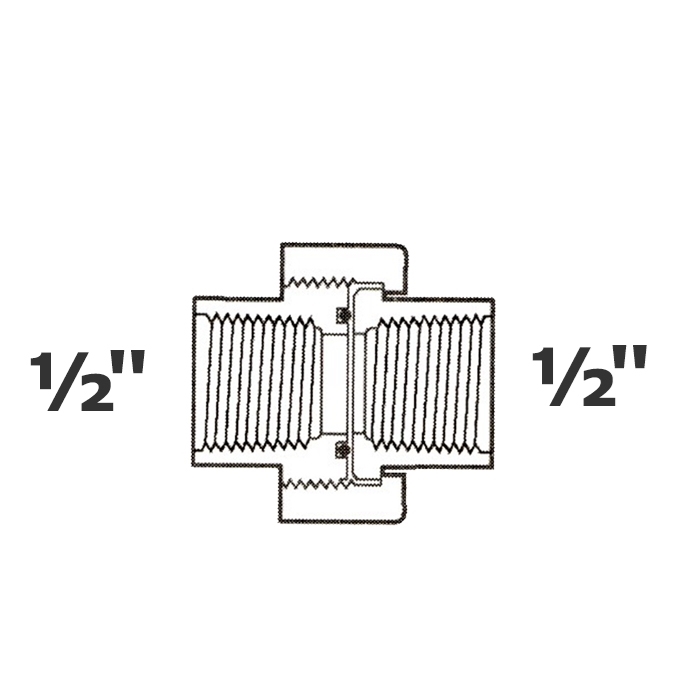 Grey union 1/2 FPT x 1/2 FPT O-ring Buna-N sch 40