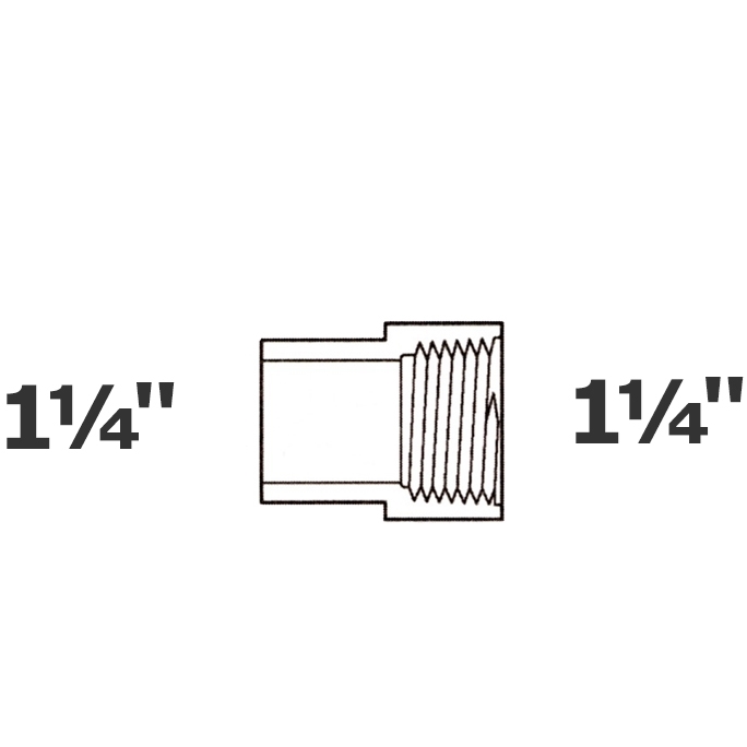 Adaptateur gris 1 1/4 SP x 1 1/4 FPT sch 40