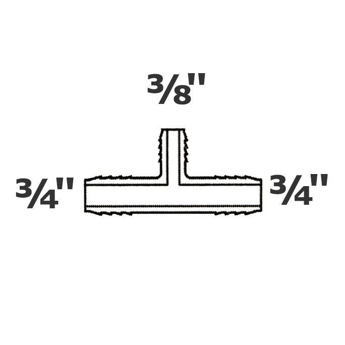 Reducer tee grey 3/4 ins x 3/4 ins x 3/8 ins