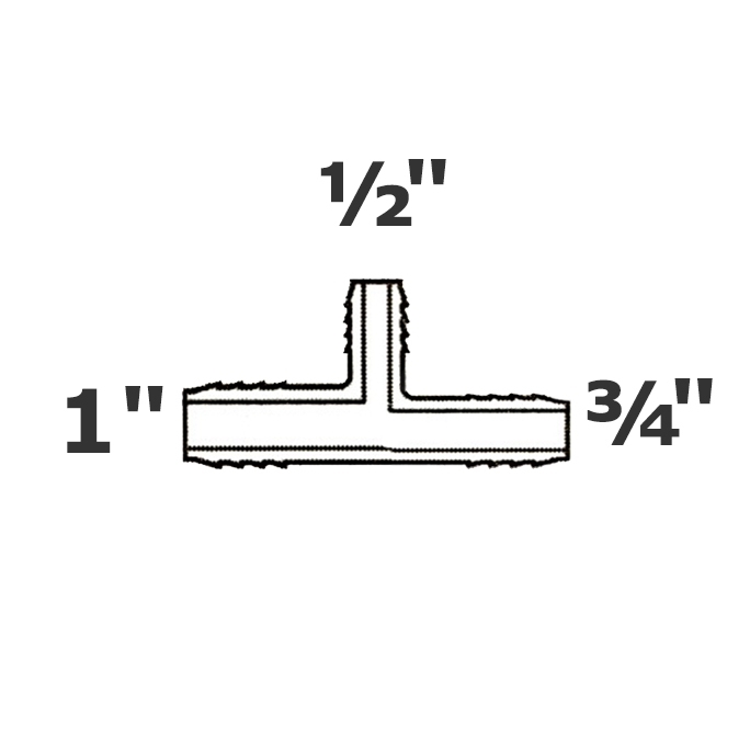 Reducer tee grey 1 ins x 3/4 ins x 1/2 ins