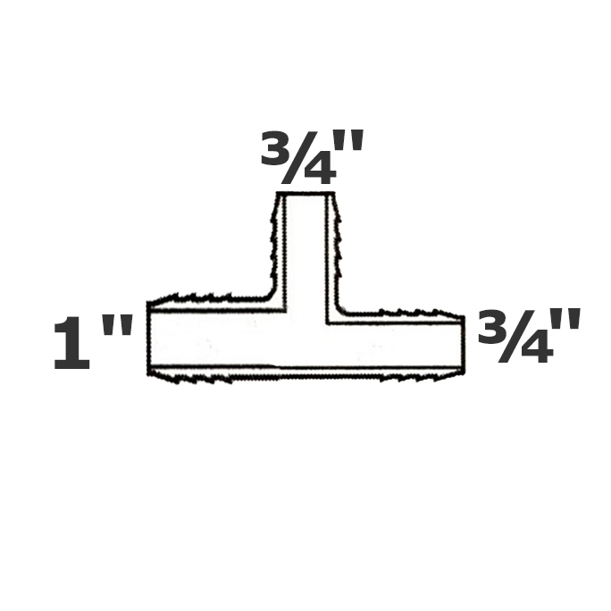 Reducer tee grey 1 ins x 3/4 ins x 3/4 ins