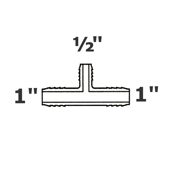 Reducer tee grey 1 ins x 1 ins x 1/2 ins