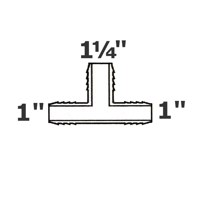 Reducer tee grey 1 ins x 1 ins x 1 1/4 ins