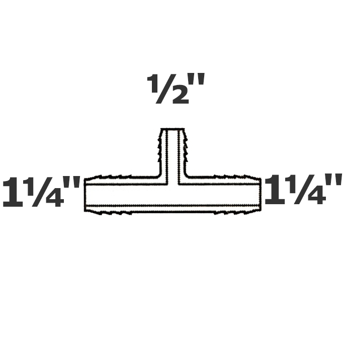 Reducer tee grey 1 1/4 ins x 1 1/4 ins x 1/2 ins