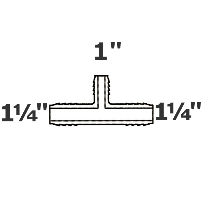 Reducer tee grey 1 1/4 ins x 1 1/4 ins x 1 ins