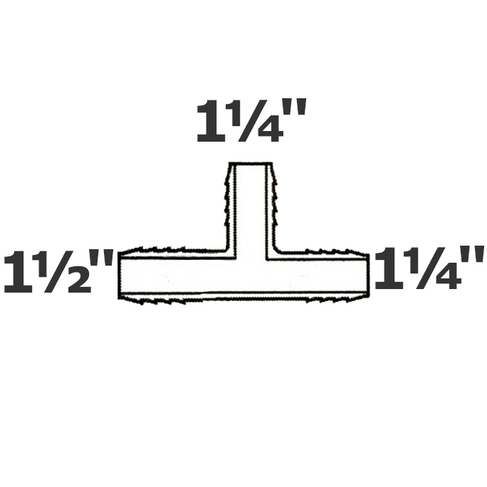 Reducer tee grey 1 1/2 ins x 1 1/4 ins x 1 1/4 ins