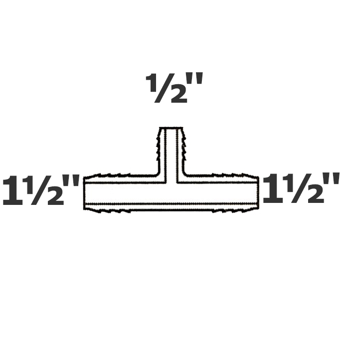 T reductor gris 1 1/2 ins x 1 1/2 ins x 1/2 ins