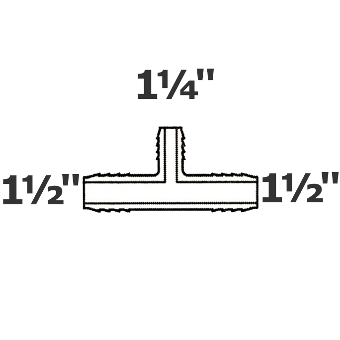 T reductor gris 1 1/2 ins x 1 1/2 ins x 1 1/4 ins