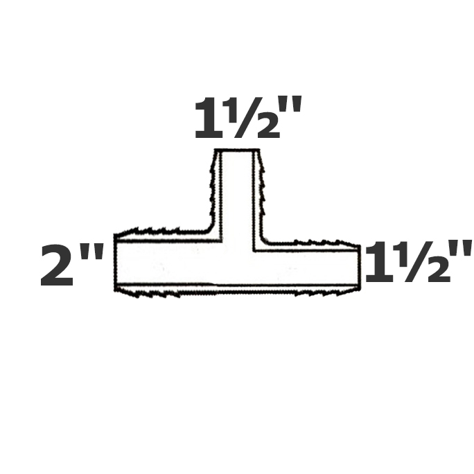 Reducer tee grey 2 ins x 1 1/2 ins x 1 1/2 ins