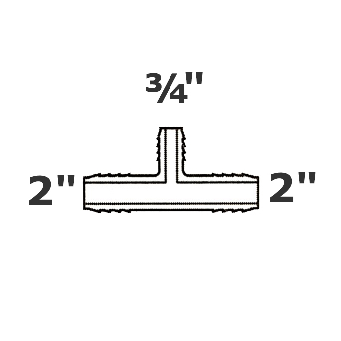 Reducer tee grey 2 ins x 2 ins x 3/4 ins