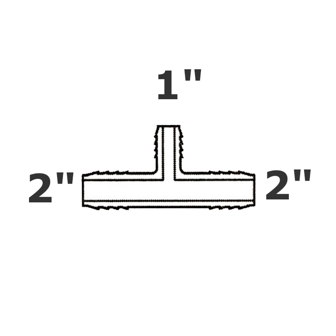 Reducer tee grey 2 ins x 2 ins x 1 ins