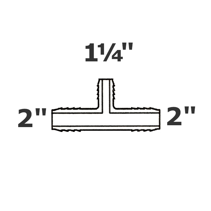 Reducer tee grey 2 ins x 2 ins x 1 1/4 ins