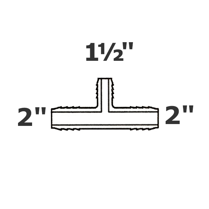 Reducer tee grey 2 ins x 2 ins x 1 1/2 ins