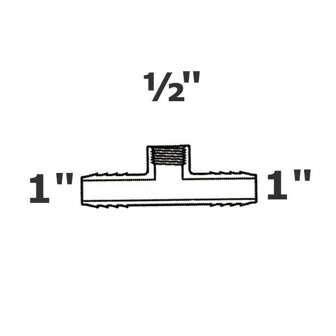 Reducer tee grey 1 ins x 1 ins x 1/2 FPT