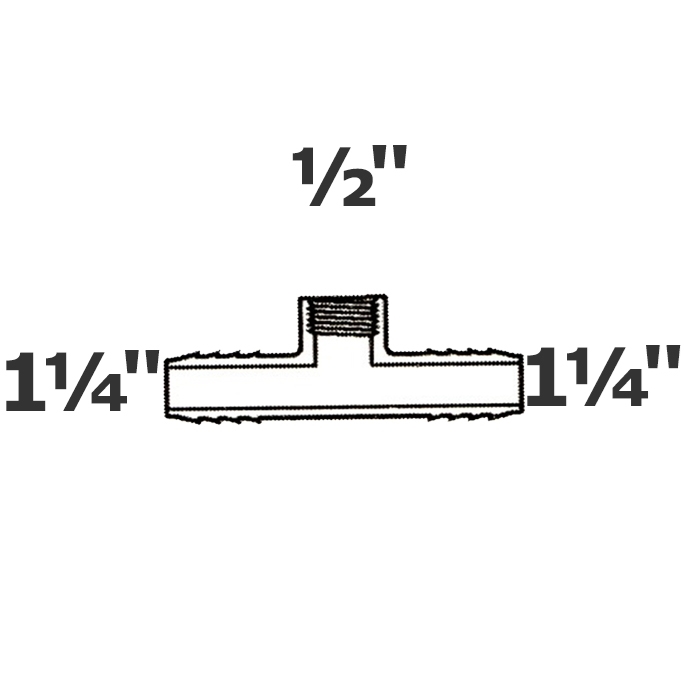 Reducer tee grey 1 1/4 ins X 1 1/4 ins X 1/2 FPT