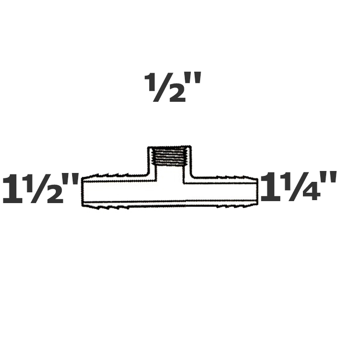 Reducer tee grey 1 1/2 ins x 1 1/4 ins x 1/2 FPT