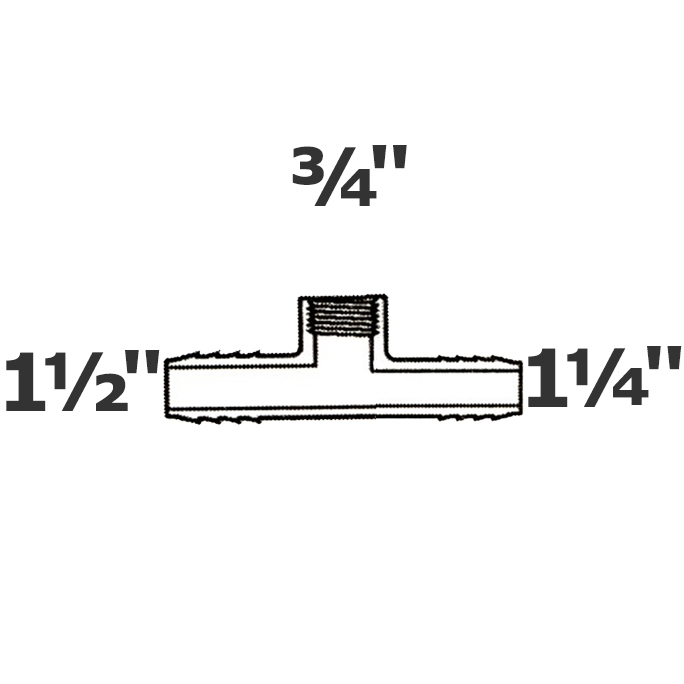 Reducer tee grey 1 1/2 ins x 1 1/4 ins x 3/4 FPT