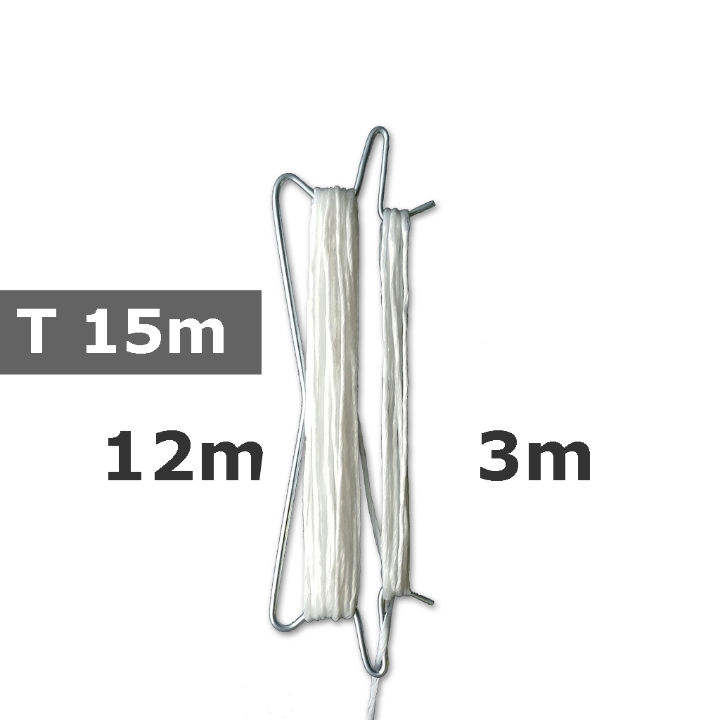 Prewound hook double 180mm IN STOCK, white twine, total: 15m, fall: 3m