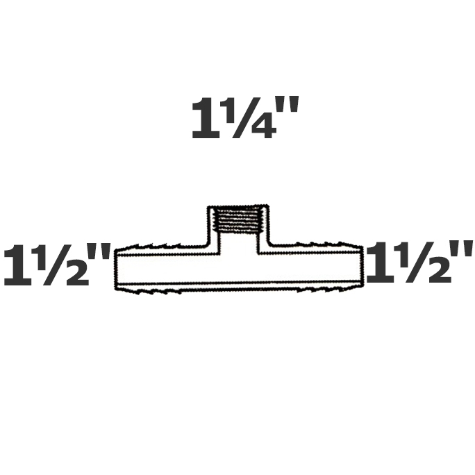 Reducer tee grey 1 1/2 ins x 1 1/2 ins x 1 1/4 FPT