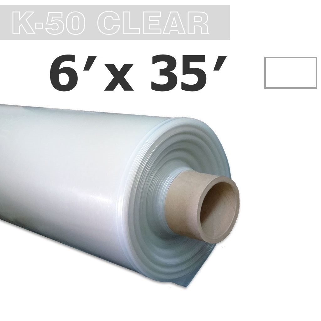 ​Poly 6' Sheet Clear 6mil K-50 50UV Klerk's *pre-cut* 6' x 35'