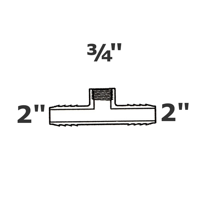 Reducer tee grey 2 ins x 2 ins x 3/4 FPT