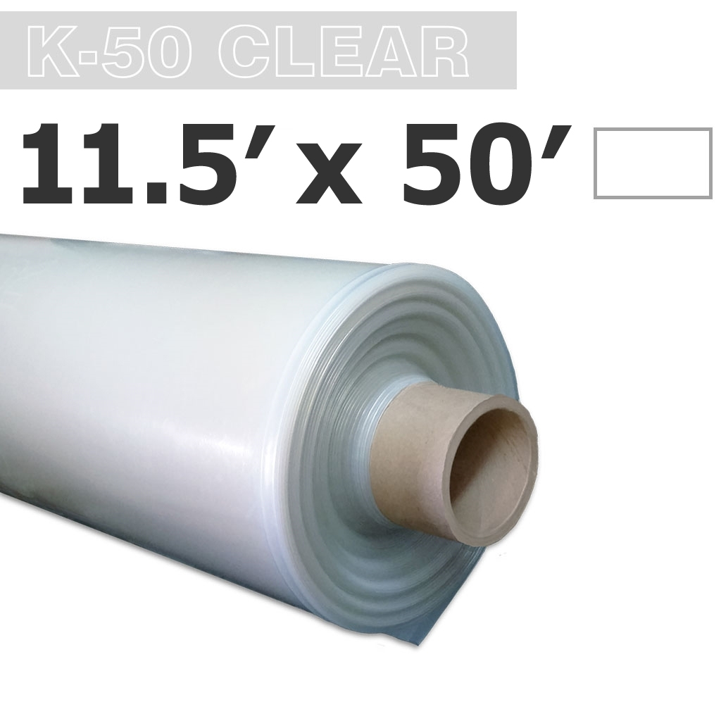 Poly 11.5' Feuille Clair 6mil K-50 50UV Klerk's *pré-coupé* 11.5' x 50'