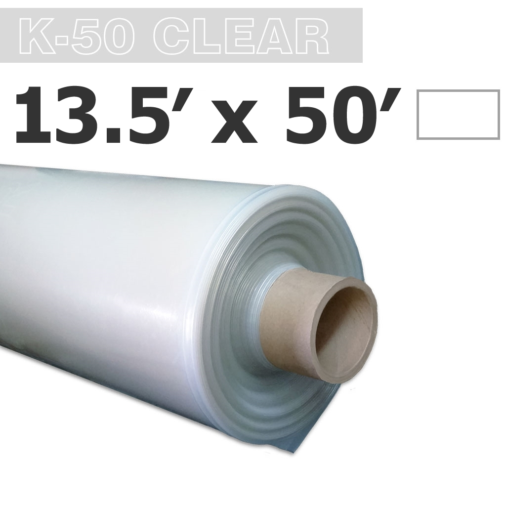 ​Poly 13.5' Sheet Clear 6mil K-50 50UV Klerk's *pre-cut* 13.5' x 50'