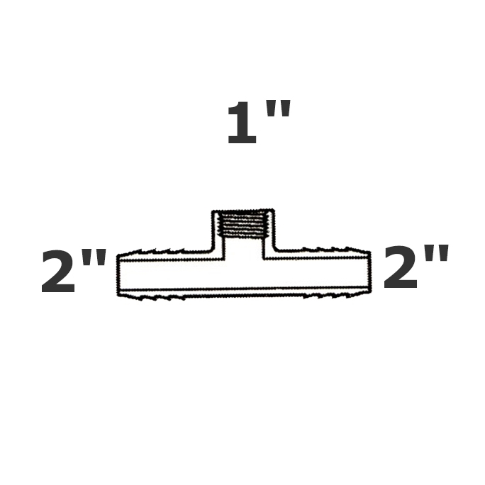 Reducer tee grey 2 ins x 2 ins x 1 FPT