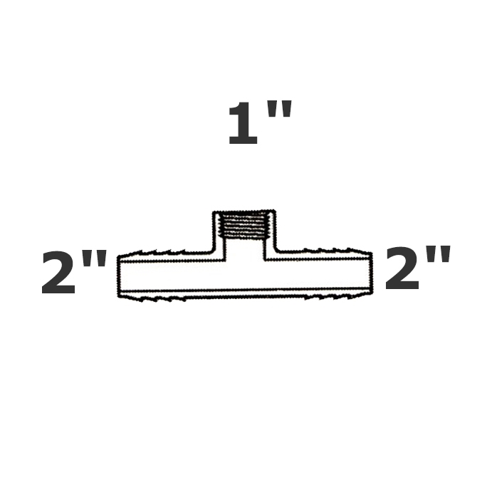 T reductor gris 2 ins x 2 ins x 1 FPT