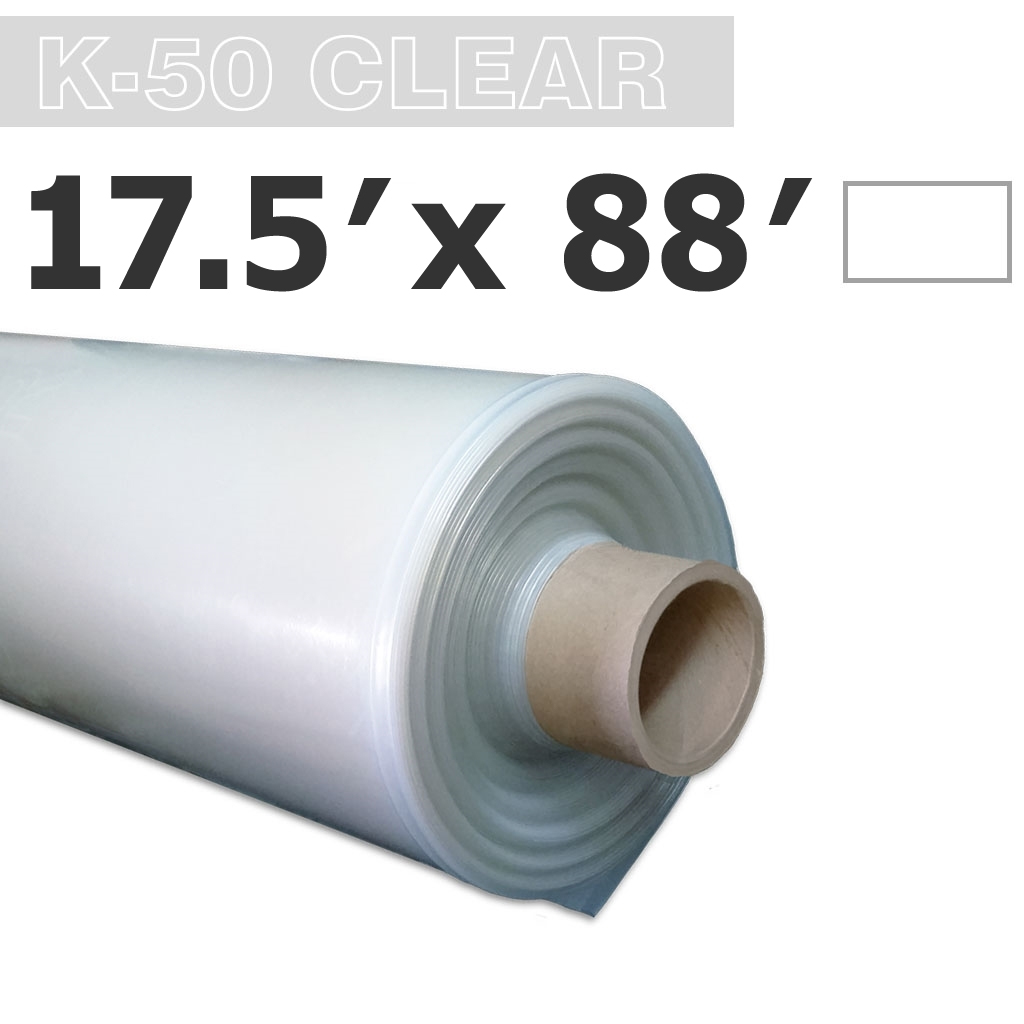 ​Poly 17.5' Sheet Clear 6mil K-50 50UV Klerk's *pre-cut* 17.5' x 88'