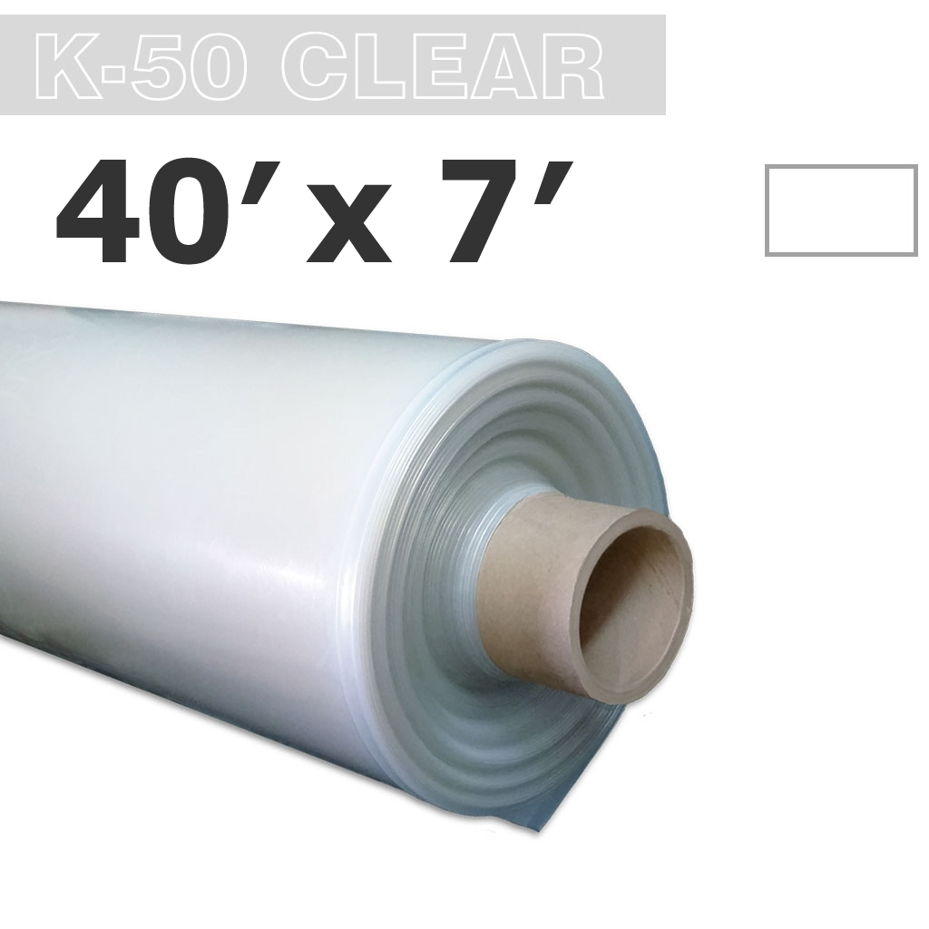 Poly 40' Feuille Clair 6mil K-50 50UV Klerk's *pré-coupé* 40' x 7'