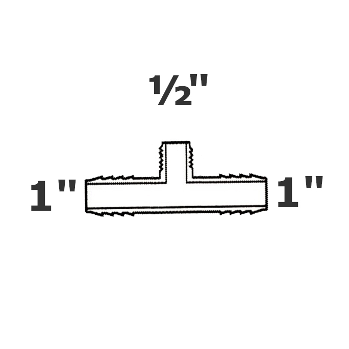 Reducer tee grey 1 ins x 1 ins x 1/2 MPT