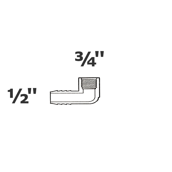 Codo gris reducido 90° 1/2 ins x 3/4 FPT