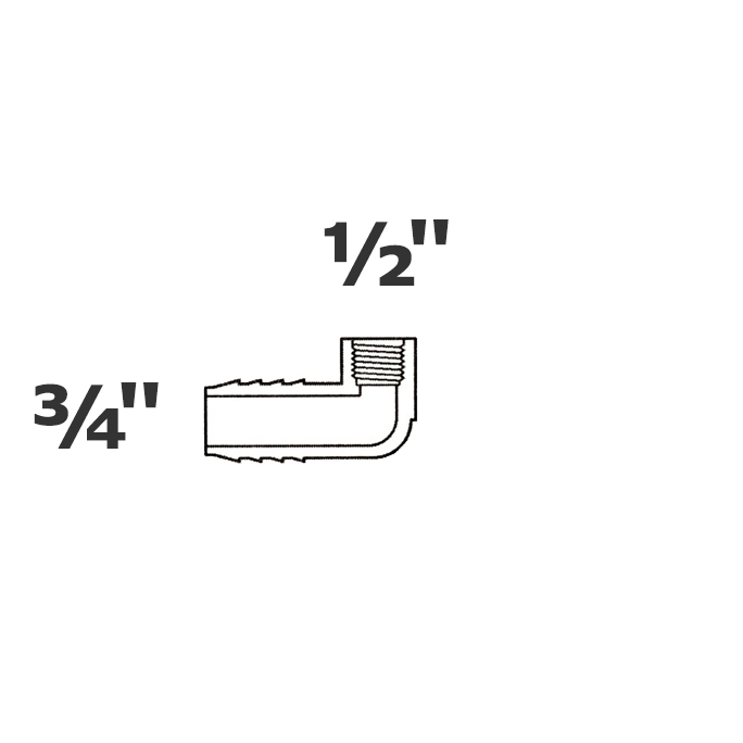 Codo gris reducido 90° 3/4 ins x 1/2 FPT