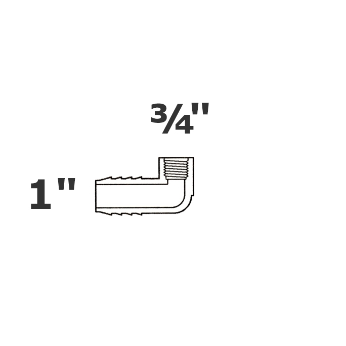 Codo gris reducido 90° 1 ins x 3/4 FPT