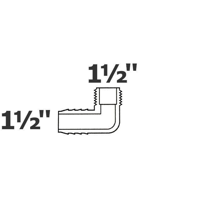 Coude gris 90° 1 1/2 ins X 1 1/2 MPT