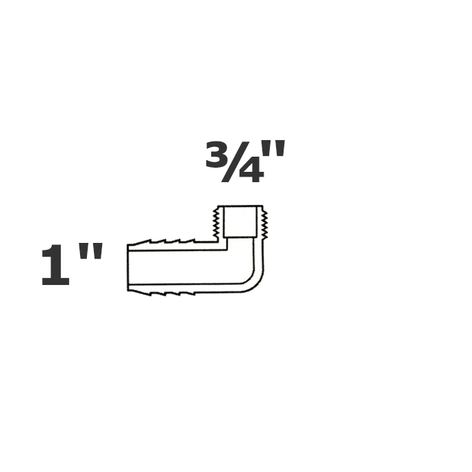 Codo gris reducido 90° 1 ins x 3/4 MPT