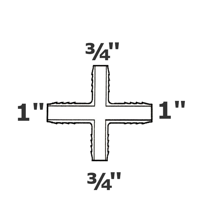 Cruz gris 1 ins x 1 ins x 3/4 ins x 3/4 ins