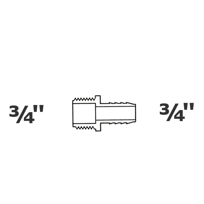 Adaptador gris 3/4 MPT x 3/4 ins