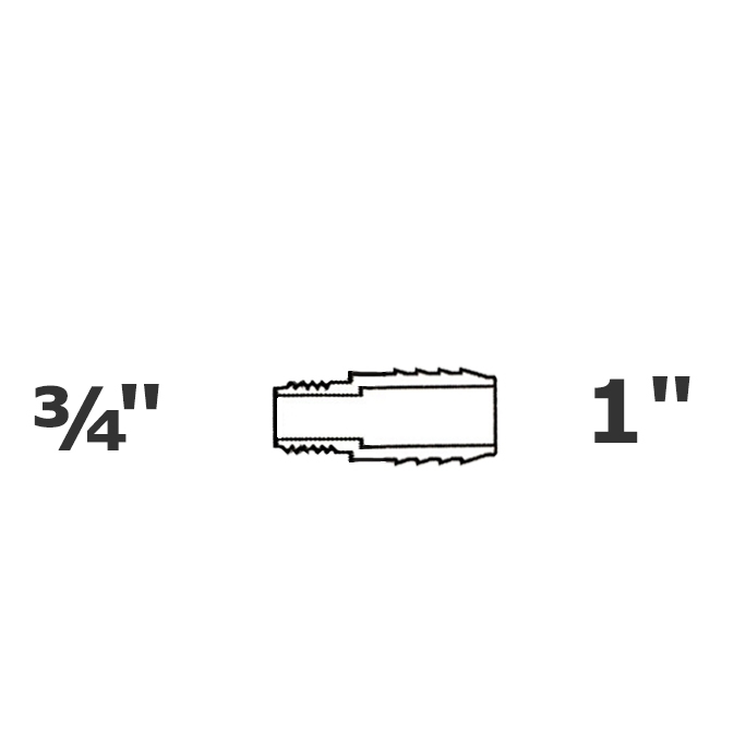 Reduced grey adapter 3/4 MPT x 1 ins