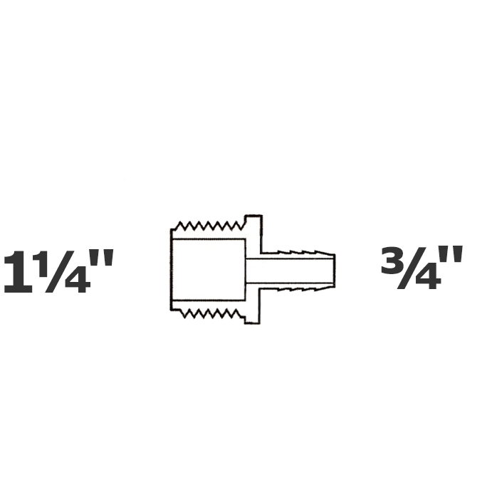 Adaptateur gris réduit 1 1/4 MPT x 3/4 ins