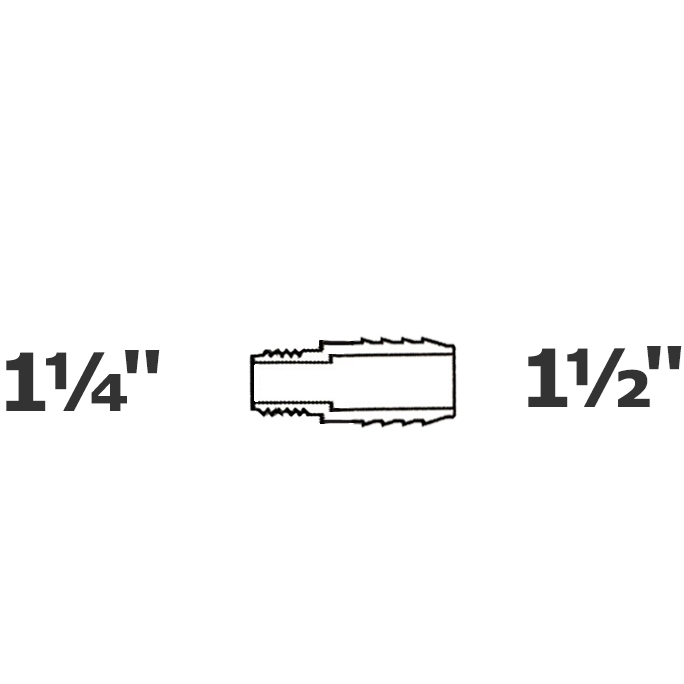 Reduced grey adapte 1 1/4 MPT x 1 1/2 ins