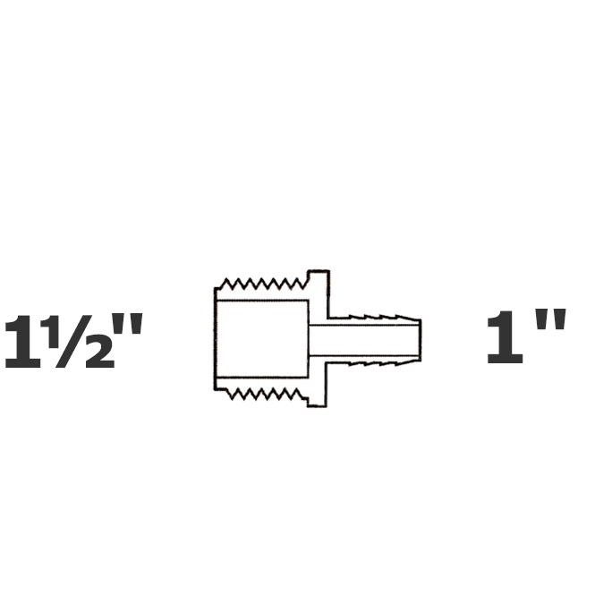 Adaptador gris reduce 1 1/2 MPT x 1 ins