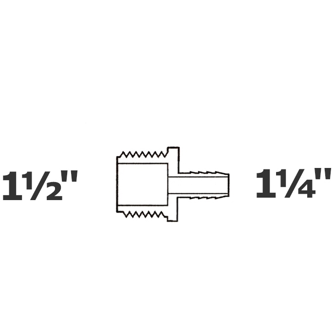 Adaptateur gris réduit 1 1/2 MPT x 1 1/4 ins